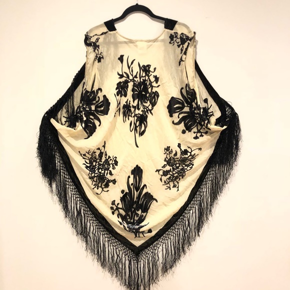 Free People Tops - Free People kimono silk velvet fringe